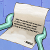 Meme of Spongebob character Squidward reading Arrdee’s lyrics.