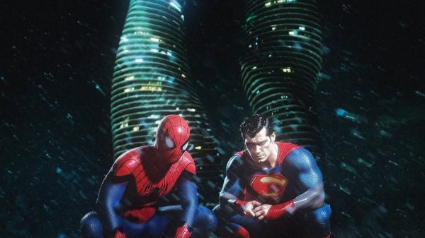 Spiderman and Superman mock up of Drake and PartyNextDoor $ome $exy $ongs for you album cover